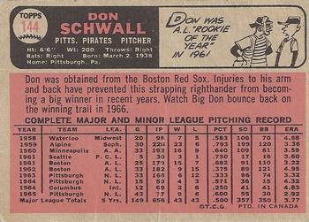 1966 O-Pee-Chee #144 Don Schwall Back
