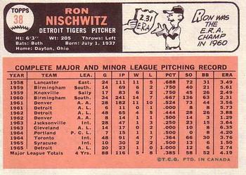 1966 O-Pee-Chee #38 Ron Nischwitz Back