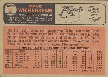 1966 O-Pee-Chee #58 Dave Wickersham Back