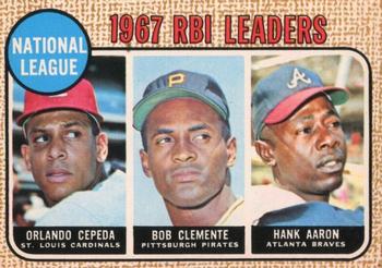 1968 O-Pee-Chee #3 National League 1967 RBI Leaders (Orlando Cepeda / Bob Clemente / Hank Aaron) Front