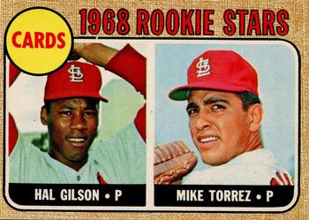 1968 O-Pee-Chee #162 Cardinals 1968 Rookie Stars (Hal Gilson / Mike Torrez) Front