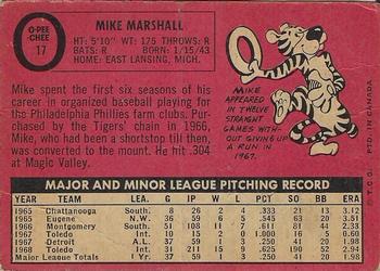1969 O-Pee-Chee #17 Mike Marshall Back