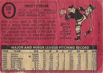 1969 O-Pee-Chee #46 Fritz Peterson Back