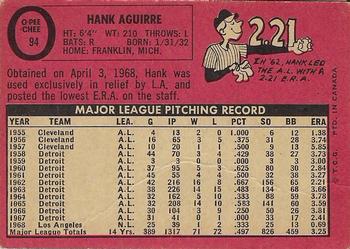1969 O-Pee-Chee #94 Hank Aguirre Back