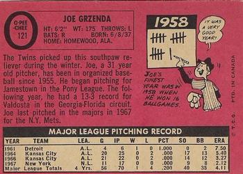1969 O-Pee-Chee #121 Joe Grzenda Back