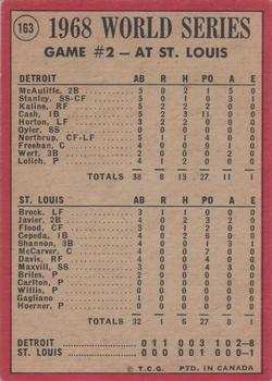 1969 O-Pee-Chee #163 World Series Game #2 - Tiger Homers Deck the Cards Back