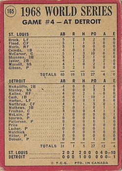 1969 O-Pee-Chee #165 World Series Game #4 - Brock's Lead-off HR Starts Cards' Romp Back