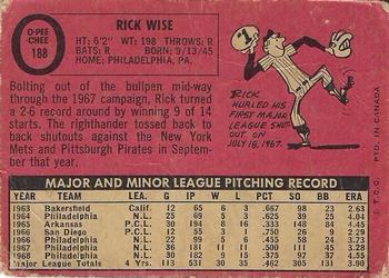 1969 O-Pee-Chee #188 Rick Wise Back