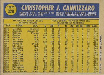1970 O-Pee-Chee #329 Chris Cannizzaro Back