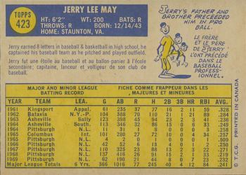 1970 O-Pee-Chee #423 Jerry May Back