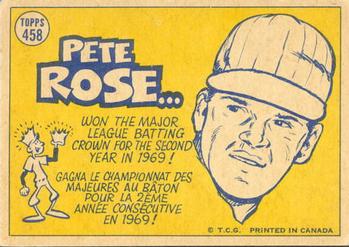 1970 O-Pee-Chee #458 Pete Rose Back
