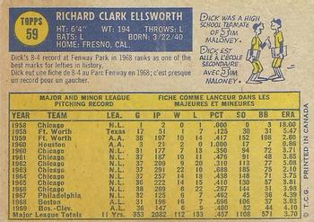 1970 O-Pee-Chee #59 Dick Ellsworth Back