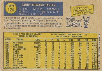 1970 O-Pee-Chee #124 Larry Jaster Back