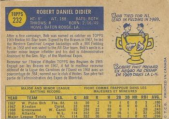 1970 O-Pee-Chee #232 Bob Didier Back