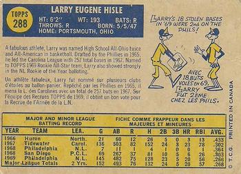 1970 O-Pee-Chee #288 Larry Hisle Back