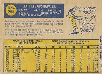 1970 O-Pee-Chee #295 Cecil Upshaw Back