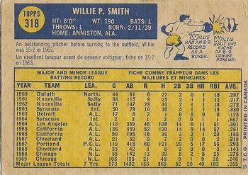 1970 O-Pee-Chee #318 Willie Smith Back