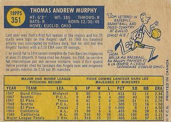 1970 O-Pee-Chee #351 Tom Murphy Back