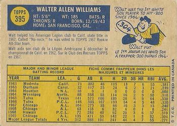 1970 O-Pee-Chee #395 Walt Williams Back