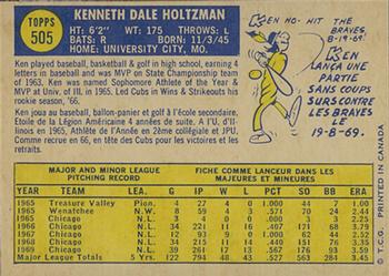 1970 O-Pee-Chee #505 Ken Holtzman Back