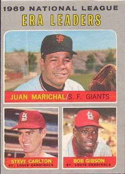 1970 O-Pee-Chee #67 1969 National League ERA Leaders (Juan Marichal / Steve Carlton / Bob Gibson) Front