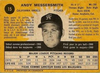1971 O-Pee-Chee #15 Andy Messersmith Back