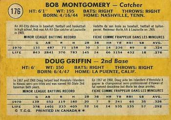 1971 O-Pee-Chee #176 Red Sox 1971 Rookie Stars (Bob Montgomery / Doug Griffin) Back