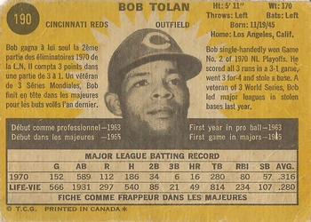 1971 O-Pee-Chee #190 Bob Tolan Back