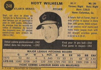 1971 O-Pee-Chee #248 Hoyt Wilhelm Back