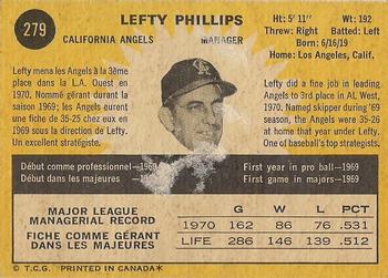1971 O-Pee-Chee #279 Lefty Phillips Back
