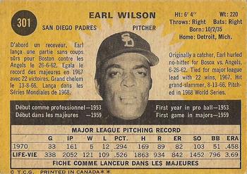 1971 O-Pee-Chee #301 Earl Wilson Back