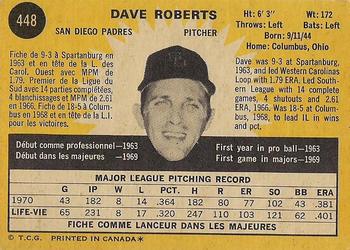1971 O-Pee-Chee #448 Dave Roberts Back