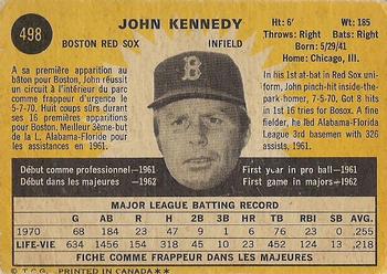 1971 O-Pee-Chee #498 John Kennedy Back