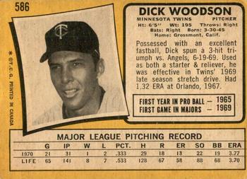 1971 O-Pee-Chee #586 Dick Woodson Back