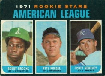 1971 O-Pee-Chee #633 American League 1971 Rookie Stars (Bobby Brooks / Pete Koegel / Scott Northey) Front