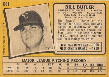1971 O-Pee-Chee #681 Bill Butler Back