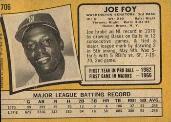 1971 O-Pee-Chee #706 Joe Foy Back