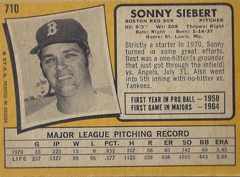 1971 O-Pee-Chee #710 Sonny Siebert Back