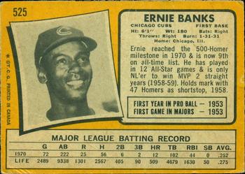 1971 O-Pee-Chee #525 Ernie Banks Back