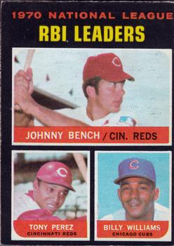 1971 O-Pee-Chee #64 1970 National League RBI Leaders (Johnny Bench / Tony Perez / Billy Williams) Front