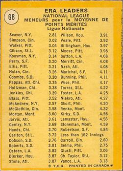 1971 O-Pee-Chee #68 1970 National League ERA Leaders (Tom Seaver / Wayne Simpson / Luke Walker) Back