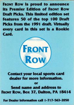 1991 Front Row Draft Picks - Promos #NNO Terry Horn Back