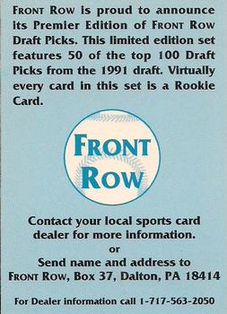 1991 Front Row Draft Picks - Promos #NNO Scott Ruffcorn Back