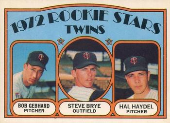 1972 O-Pee-Chee #28 Twins 1972 Rookie Stars (Bob Gebhard / Steve Brye / Hal Haydel) Front