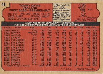 1972 O-Pee-Chee #41 Tommy Davis Back