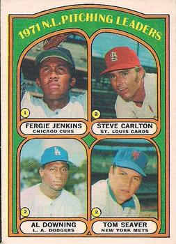 1972 O-Pee-Chee #93 1971 N.L. Pitching Leaders (Fergie Jenkins / Steve Carlton / Al Downing / Tom Seaver) Front