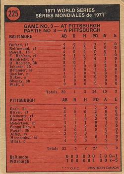 1972 O-Pee-Chee #225 1971 World Series Game No. 3 Back