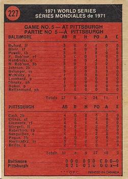 1972 O-Pee-Chee #227 1971 World Series Game No. 5 Back