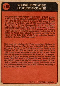 1972 O-Pee-Chee #345 Rick Wise Back