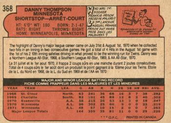 1972 O-Pee-Chee #368 Danny Thompson Back
